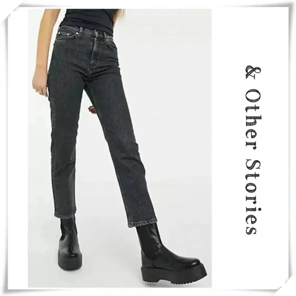 & Other Stories gray straight leg jeans 25